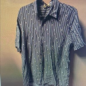 Men's Black and White Striped Shirt